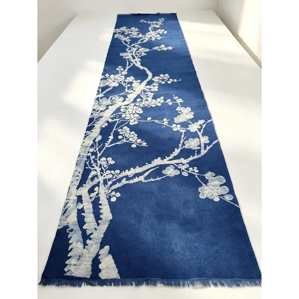 Handmade Indigo Batik Table Linen Set– Plum Blossom Runner, Placemats & Coasters